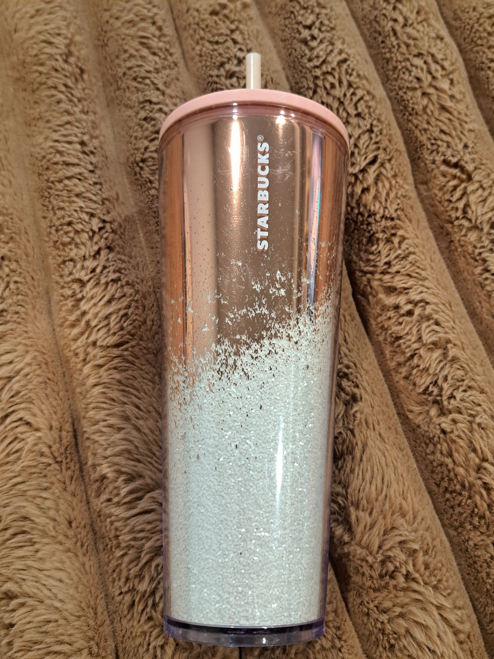 Starbucks Holiday Cascading Tumbler Mirror Glitter Rose Gold Cold Cup 24 oz 2019